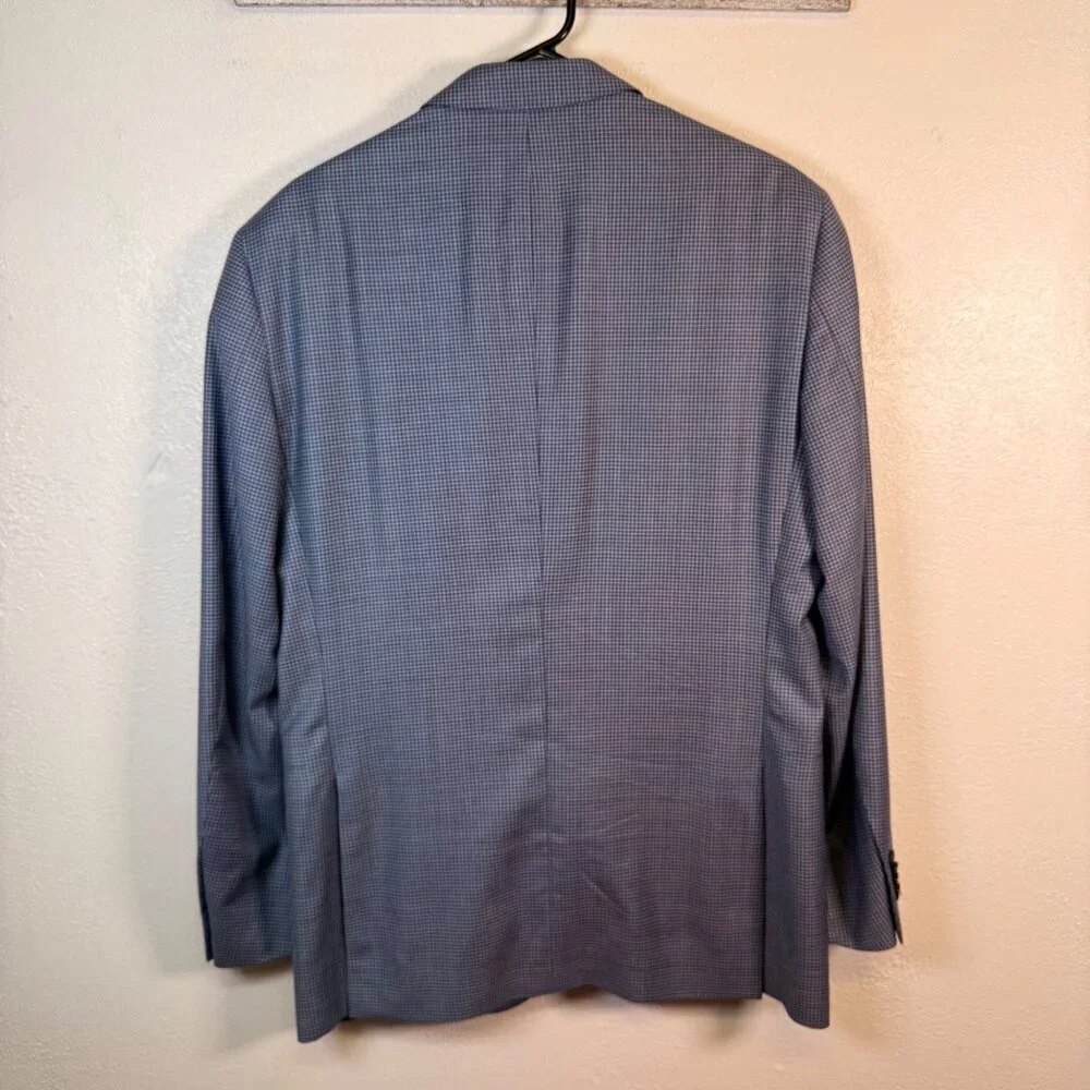 Peter Millar Wool Blazer Sport Coat Mens 40 Regular Blue Gingham Plaid Golf